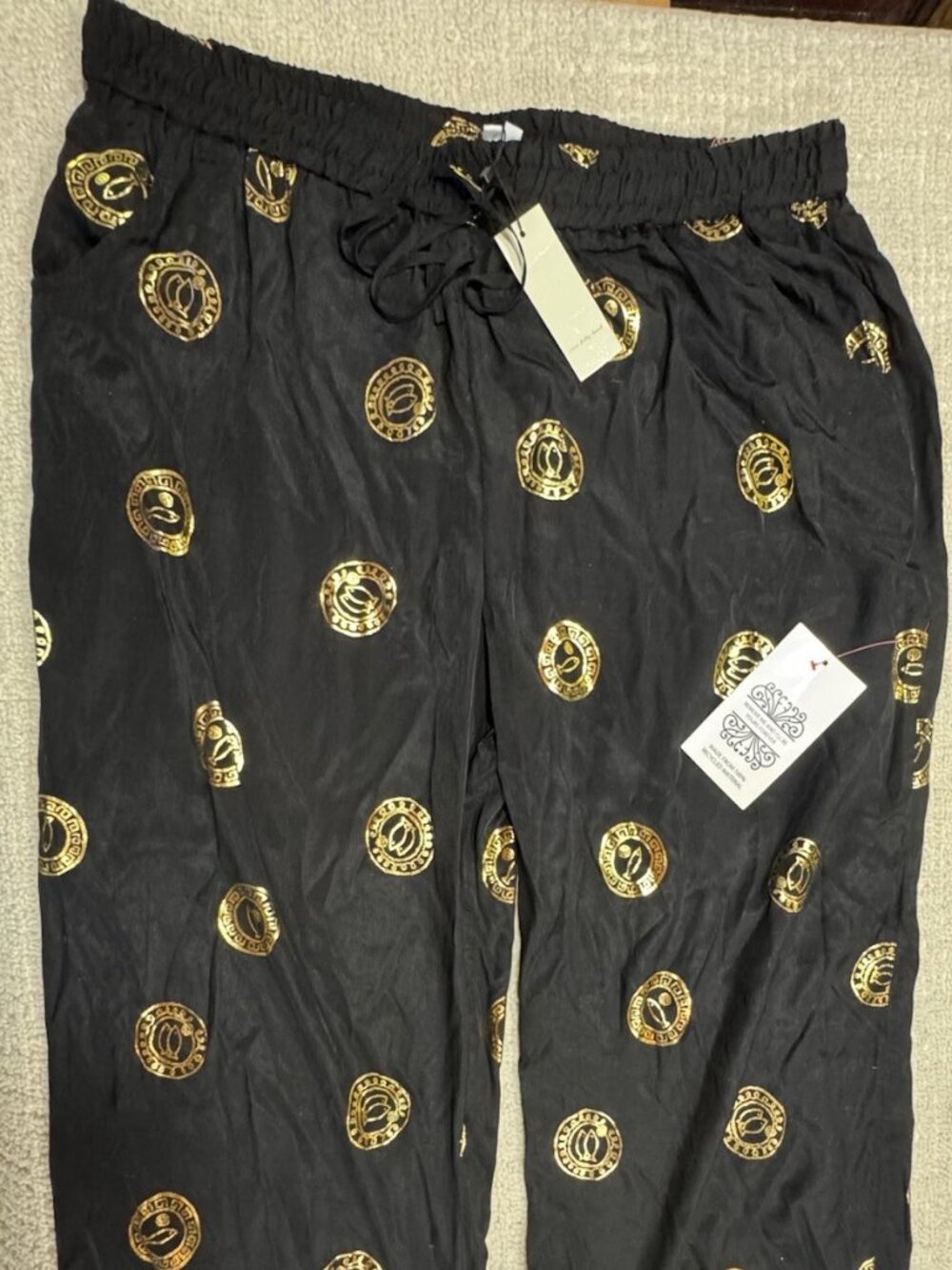 Never Fully Dressed Women’s 18 Drawstring Palazzo Trousers Coin Gold